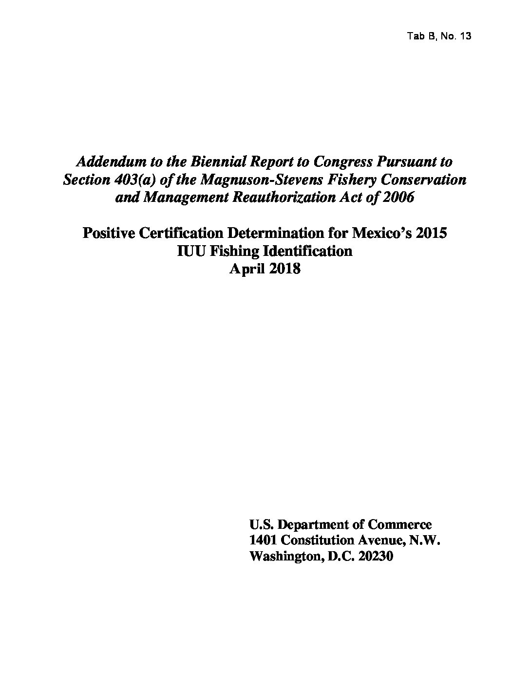 B 13 Iuu Fishing Id Addendum To 17report To Congress 508 1 Gulf Of Mexico Fishery Management Council